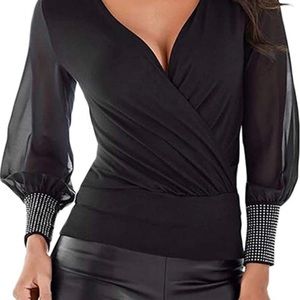 Venus long sleeve top with sheer sleeves size M
